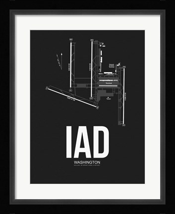 Framed IAD Washington Airport Black Print