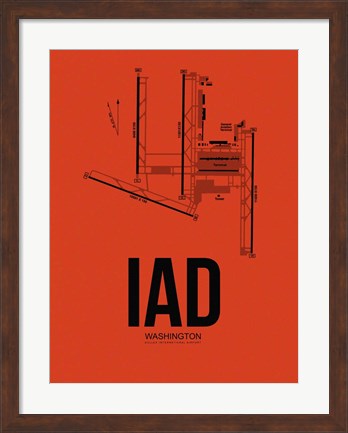 Framed IAD Washington Airport Orange Print