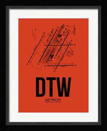 Framed DTW Detroit Airport Orange Print