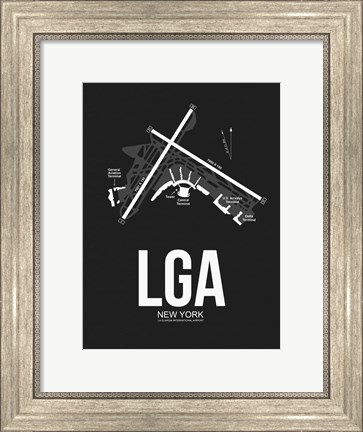 Framed LGA New York Airport Black Print