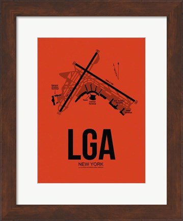 Framed LGA New York Airport Orange Print