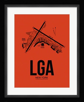 Framed LGA New York Airport Orange Print