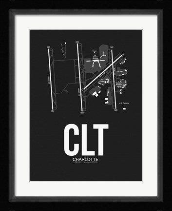 Framed CLT Charlotte Airport Black Print