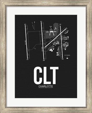 Framed CLT Charlotte Airport Black Print