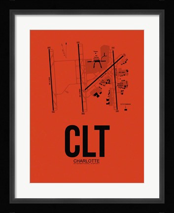 Framed CLT Charlotte Airport Orange Print