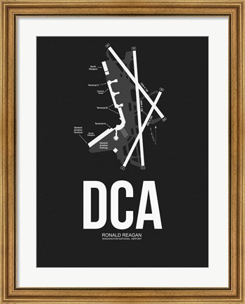 Framed DCA Washington Airport Black Print