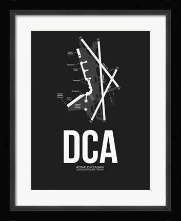 Framed DCA Washington Airport Black Print