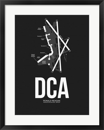 Framed DCA Washington Airport Black Print