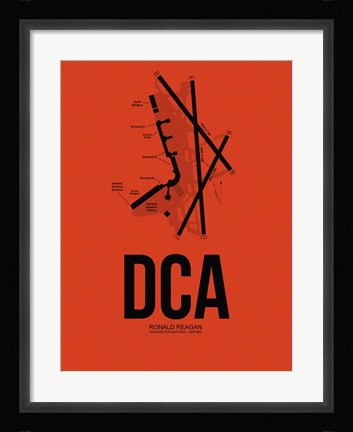 Framed DCA Washington Airport Orange Print