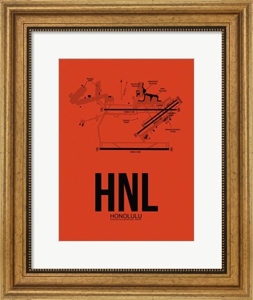 Framed HNL Honolulu Airport Orange Print