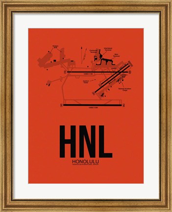 Framed HNL Honolulu Airport Orange Print