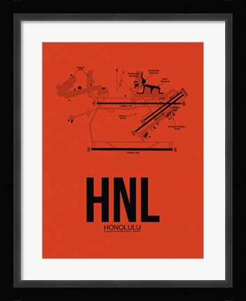Framed HNL Honolulu Airport Orange Print