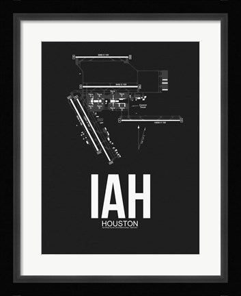 Framed IAH Houston Airport Black Print