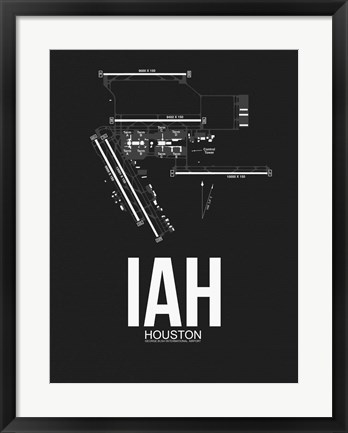 Framed IAH Houston Airport Black Print