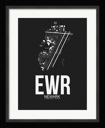 Framed EWR Newark Airport Black Print
