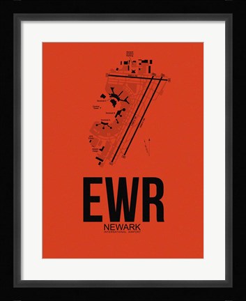 Framed EWR Newark Airport Orange Print
