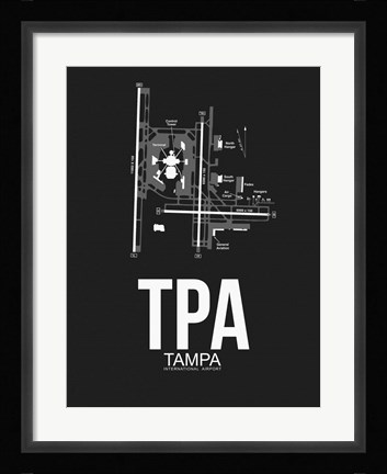Framed TPA Tampa Airport Black Print