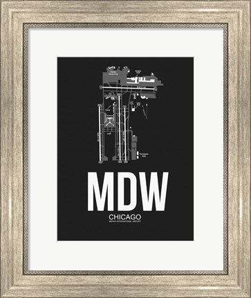 Framed MDW Chicago Airport Black Print