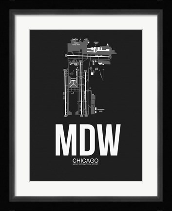 Framed MDW Chicago Airport Black Print