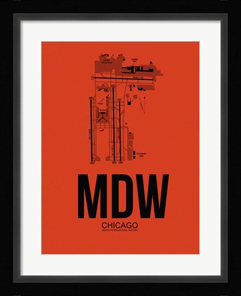 Framed MDW Chicago Airport Orange Print