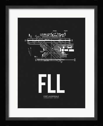 Framed FLL Fort Lauderdale Airport Black Print