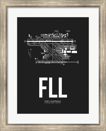 Framed FLL Fort Lauderdale Airport Black Print