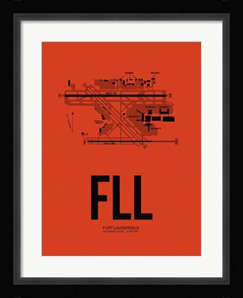 Framed FLL Fort Lauderdale Airport Orange Print