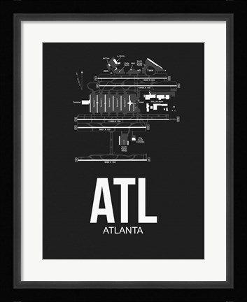 Framed ATL Atlanta Airport Black Print