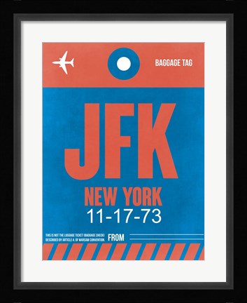 Framed JFK New York Luggage Tag 1 Print