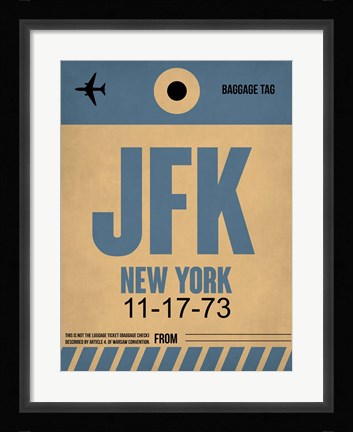 Framed JFK New York Luggage Tag 2 Print