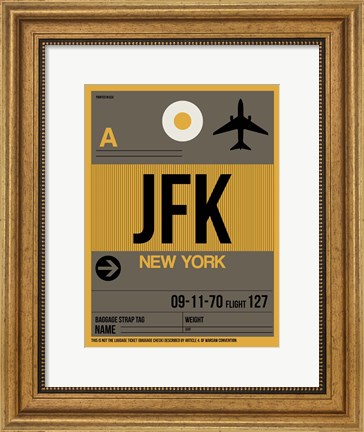 Framed JFK New York Luggage Tag 3 Print