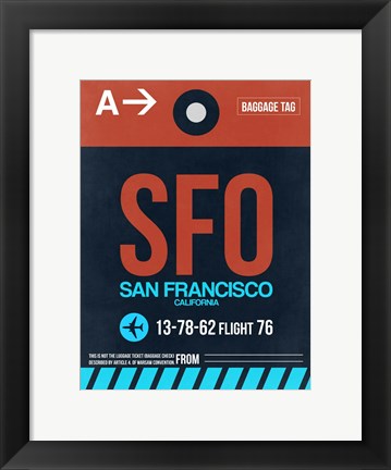 Framed SFO San Francisco Luggage Tag 2 Print