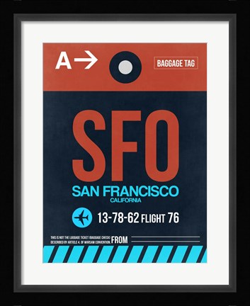 Framed SFO San Francisco Luggage Tag 2 Print
