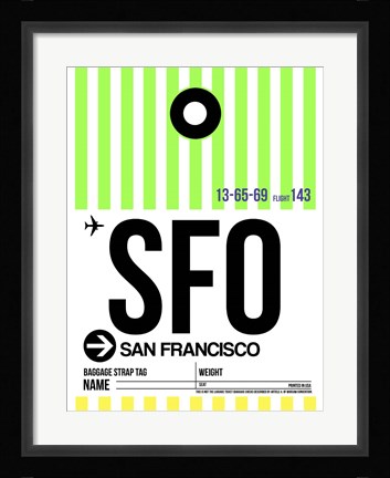 Framed SFO San Francisco Luggage Tag 3 Print