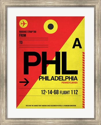 Framed PHL Philadelphia Luggage Tag 2 Print