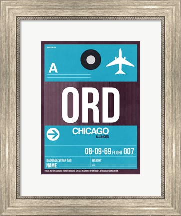 Framed ORD Chicago Luggage Tag 1 Print