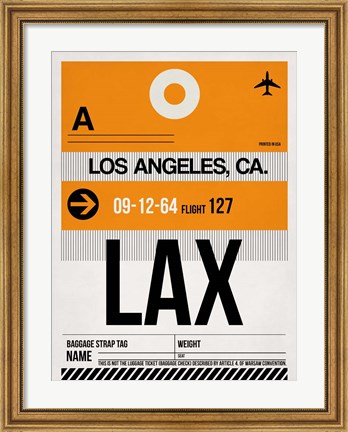 Framed LAX Los Angeles Luggage Tag 2 Print