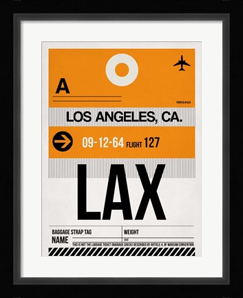 Framed LAX Los Angeles Luggage Tag 2 Print