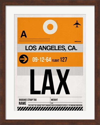 Framed LAX Los Angeles Luggage Tag 2 Print