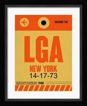 Framed LGA New York Luggage Tag 1 Print