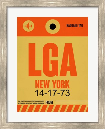 Framed LGA New York Luggage Tag 1 Print