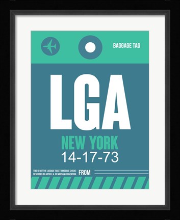 Framed LGA New York Luggage Tag 2 Print