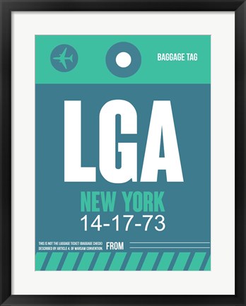 Framed LGA New York Luggage Tag 2 Print