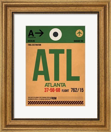 Framed ATL Atlanta Luggage Tag 1 Print
