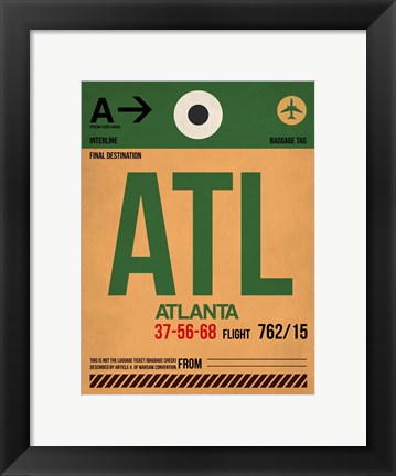 Framed ATL Atlanta Luggage Tag 1 Print