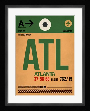 Framed ATL Atlanta Luggage Tag 1 Print