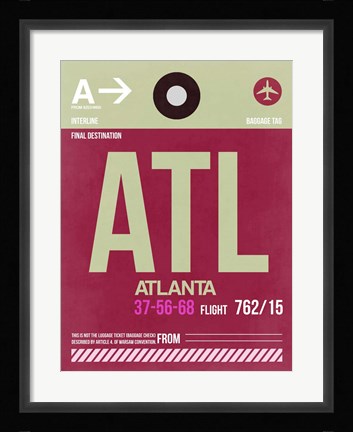 Framed ATL Atlanta Luggage Tag 2 Print