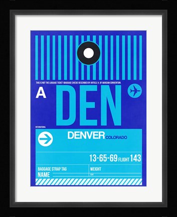 Framed DEN Denver Luggage Tag 2 Print