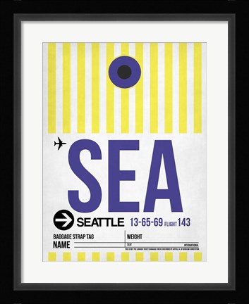 Framed SEA Seattle Luggage Tag 1 Print