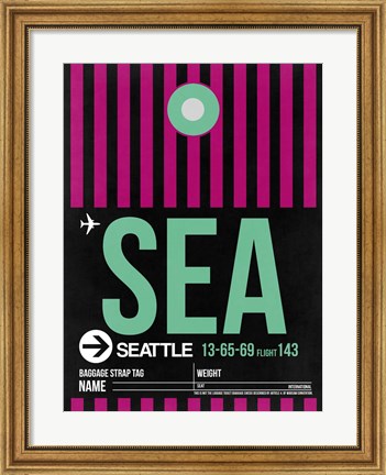 Framed SEA Seattle Luggage Tag 2 Print